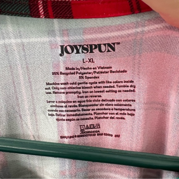 Joyspun Red and Green Plaid Short Sleeve Sleep Dress w/ Pockets Cheer Large XL - Picture 9 of 9
